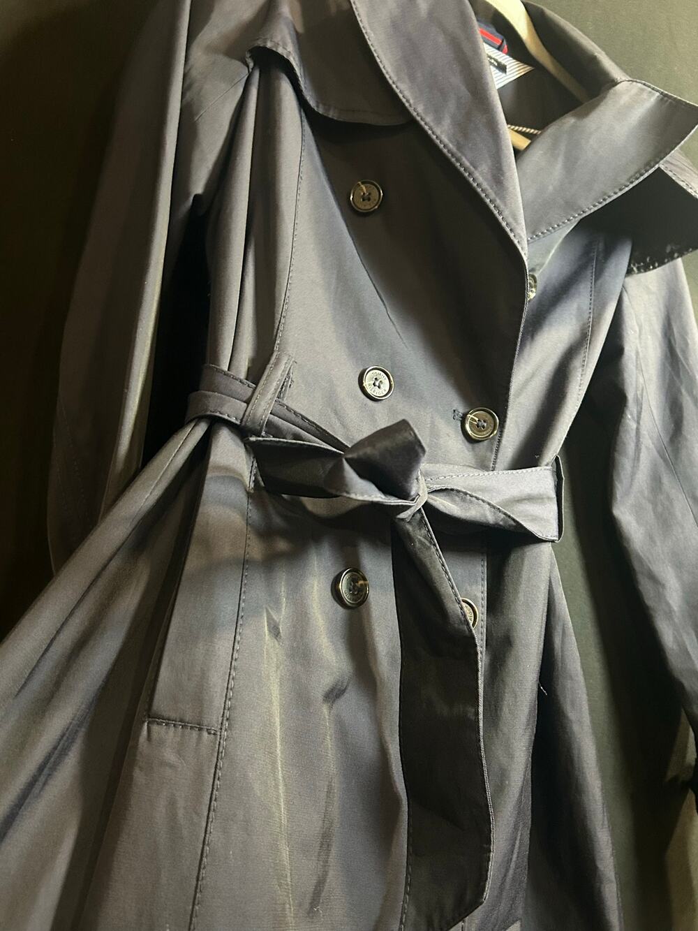 Tommy Hilfiger Women XS Midnight Navy Belted Trench Coat H2516X 2011